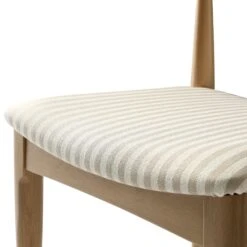 Arley Set Of 2 Beech Wood Dining Chairs, Natural And Light Taupe Striped -Daals DCH 007 NAT TAUPESTRIPE 2P detail3