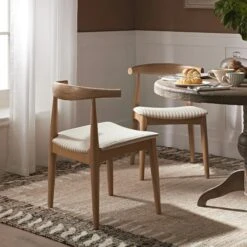 Arley Set Of 2 Beech Wood Dining Chairs, Natural And Light Taupe Striped -Daals DCH 007 NAT TAUPESTRIPE 2P scene3