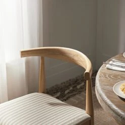 Arley Set Of 2 Beech Wood Dining Chairs, Natural And Light Taupe Striped -Daals DCH 007 NAT TAUPESTRIPE 2P scene5