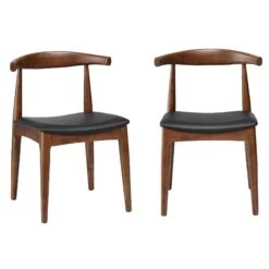 Arley Set Of 2 Beech Wood Dining Chairs, Walnut And Black -Daals DCH 007 WALNUT BLACKPU 2P WB1