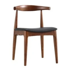 Arley Set Of 2 Beech Wood Dining Chairs, Walnut And Black -Daals DCH 007 WALNUT BLACKPU 2P WB2