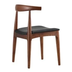 Arley Set Of 2 Beech Wood Dining Chairs, Walnut And Black -Daals DCH 007 WALNUT BLACKPU 2P WB5