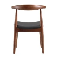 Arley Set Of 2 Beech Wood Dining Chairs, Walnut And Black -Daals DCH 007 WALNUT BLACKPU 2P WB6
