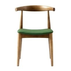 Arley Set Of 2 Beech Wood Dining Chairs, Light Walnut And Olive Green -Daals DCH 007 WALNUT OLIVEPU 2P WB3