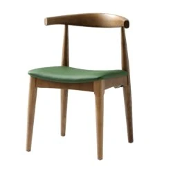 Arley Set Of 2 Beech Wood Dining Chairs, Light Walnut And Olive Green -Daals DCH 007 WALNUT OLIVEPU 2P WB4