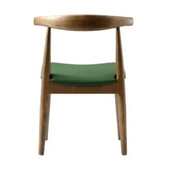 Arley Set Of 2 Beech Wood Dining Chairs, Light Walnut And Olive Green -Daals DCH 007 WALNUT OLIVEPU 2P WB6