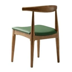 Arley Set Of 2 Beech Wood Dining Chairs, Light Walnut And Olive Green -Daals DCH 007 WALNUT OLIVEPU 2P WB7