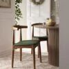 Arley Set Of 2 Beech Wood Dining Chairs, Light Walnut And Olive Green
