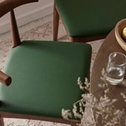 Arley Set Of 2 Beech Wood Dining Chairs, Light Walnut And Olive Green -Daals DCH 007 WALNUT OLIVEPU 2P scene4