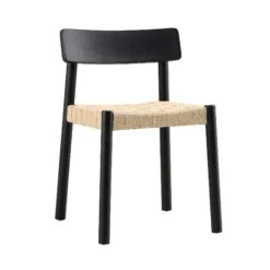 Ditton Set Of 2 Elm Wood And Jute Dining Chairs, Black -Daals DCH 086 BLACK 2P WB3
