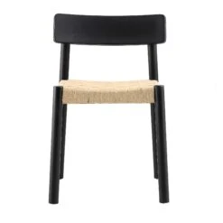 Ditton Set Of 2 Elm Wood And Jute Dining Chairs, Black -Daals DCH 086 BLACK 2P WB4