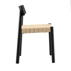 Ditton Set Of 2 Elm Wood And Jute Dining Chairs, Black -Daals DCH 086 BLACK 2P WB5