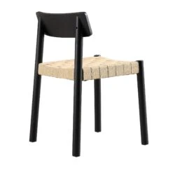 Ditton Set Of 2 Elm Wood And Jute Dining Chairs, Black -Daals DCH 086 BLACK 2P WB6