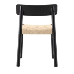 Ditton Set Of 2 Elm Wood And Jute Dining Chairs, Black -Daals DCH 086 BLACK 2P WB7