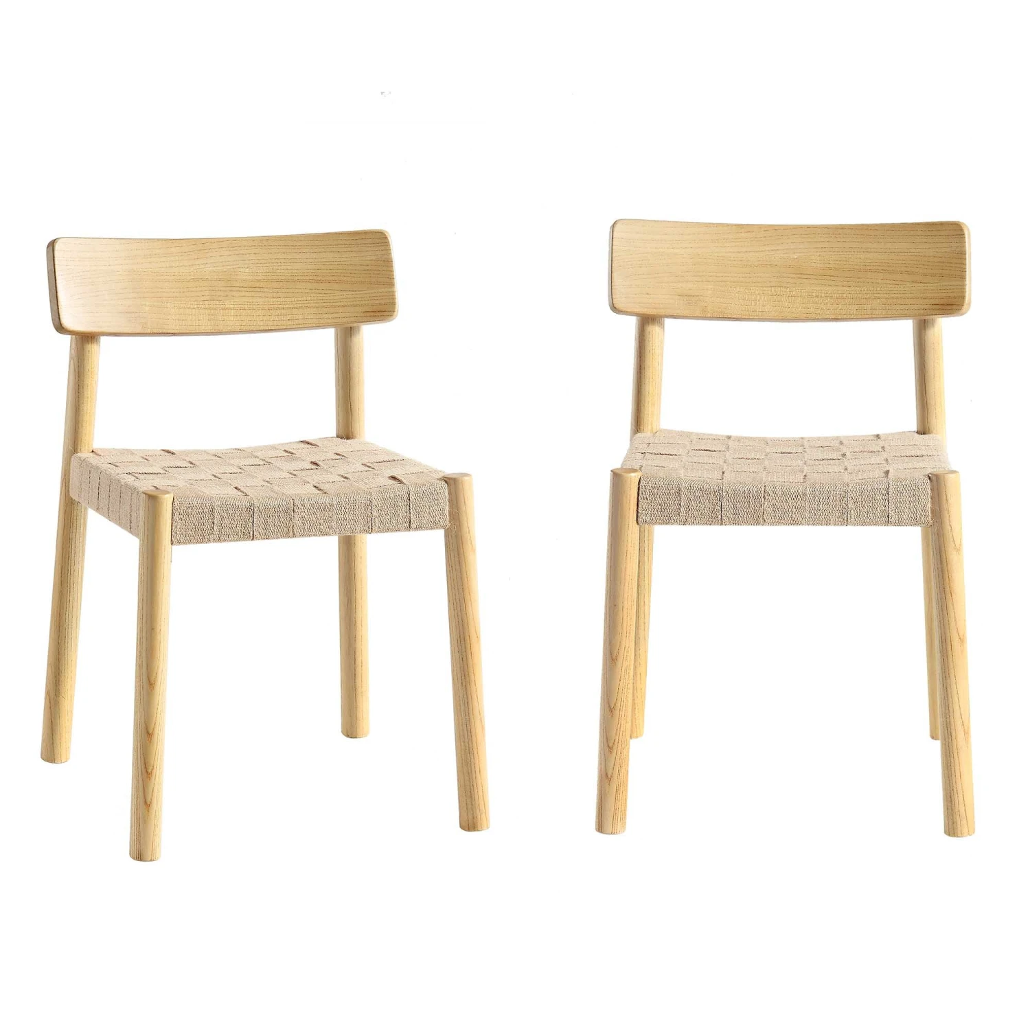 Ditton Set Of 2 Elm Wood And Jute Dining Chairs, Natural 2 Ditton Set Of 2 Elm Wood And Jute Dining Chairs, Natural - Image 2