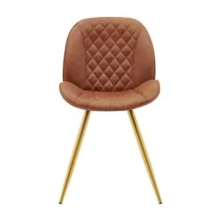 Set Of 2 Cosford Diamond Stitch Dining Chairs (Vintage Tan Leather Effect Fabric) 11 Set Of 2 Cosford Diamond Stitch Dining Chairs (Vintage Tan Leather Effect Fabric) -Daals DCH 2092B COGNAC KJB 2P WB1