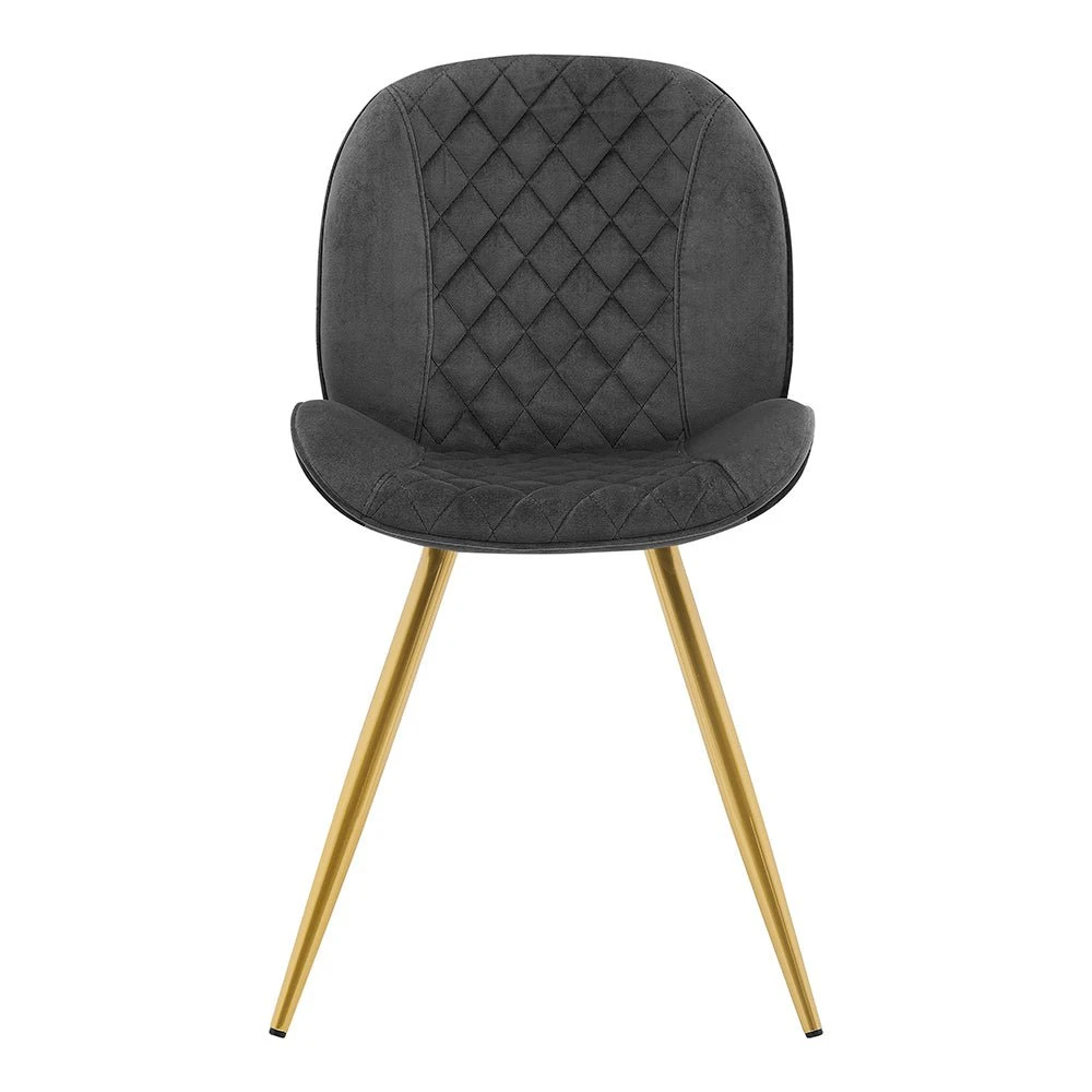 Set Of 2 Cosford Diamond Stitch Dining Chairs (Grey Velvet) 4 Set Of 2 Cosford Diamond Stitch Dining Chairs (Grey Velvet) - Image 4