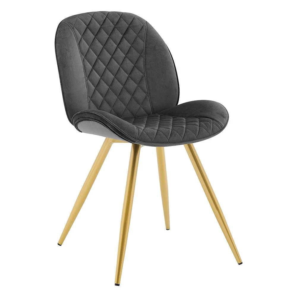 Set Of 2 Cosford Diamond Stitch Dining Chairs (Grey Velvet) 5 Set Of 2 Cosford Diamond Stitch Dining Chairs (Grey Velvet) - Image 5