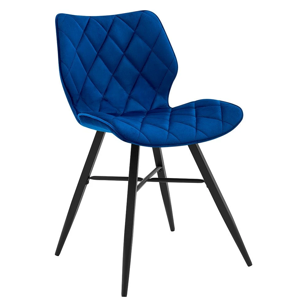 Set Of 2 Ampney Velvet Diamond Stitch Dining Chairs With Metal Legs (Blue Velvet) 5 Set Of 2 Ampney Velvet Diamond Stitch Dining Chairs With Metal Legs (Blue Velvet) - Image 5