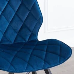 Set Of 2 Ampney Velvet Diamond Stitch Dining Chairs With Metal Legs (Blue Velvet) 11 Set Of 2 Ampney Velvet Diamond Stitch Dining Chairs With Metal Legs (Blue Velvet) -Daals DCH 2097 BLUE VEL 2P scene2