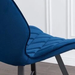 Set Of 2 Ampney Velvet Diamond Stitch Dining Chairs With Metal Legs (Blue Velvet) 12 Set Of 2 Ampney Velvet Diamond Stitch Dining Chairs With Metal Legs (Blue Velvet) -Daals DCH 2097 BLUE VEL 2P scene3