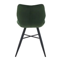 Set Of 2 Ampney Velvet Diamond Stitch Dining Chairs With Metal Legs (Green Velvet) -Daals DCH 2097 GREEN VEL 2P WB4