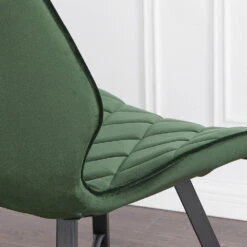 Set Of 2 Ampney Velvet Diamond Stitch Dining Chairs With Metal Legs (Green Velvet) -Daals DCH 2097 GREEN VEL 2P scene2