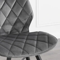 Set Of 2 Ampney Velvet Diamond Stitch Dining Chairs With Metal Legs (Dark Grey Velvet) 12 Set Of 2 Ampney Velvet Diamond Stitch Dining Chairs With Metal Legs (Dark Grey Velvet) -Daals DCH 2097 GREY VEL 2P scene3