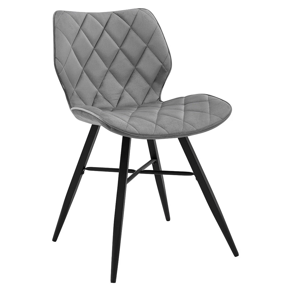 Set Of 2 Ampney Diamond Stitch Light Grey Velvet Dining Chair Set Of 2 With Metal Legs 5 Set Of 2 Ampney Diamond Stitch Light Grey Velvet Dining Chair Set Of 2 With Metal Legs - Image 5