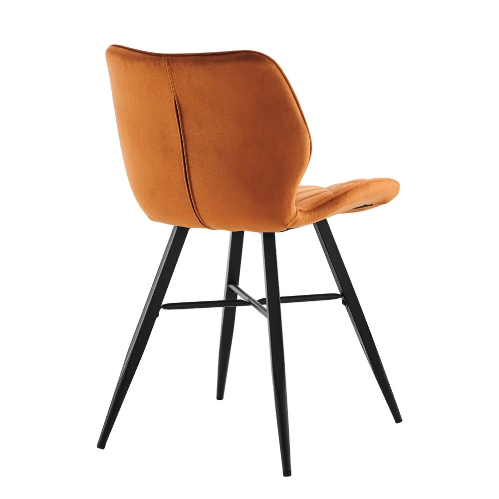 Set Of 2 Ampney Diamond Stitch Orange Velvet Dining Chair Set Of 2 With Metal Legs 6 Set Of 2 Ampney Diamond Stitch Orange Velvet Dining Chair Set Of 2 With Metal Legs - Image 6