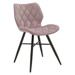 Set Of 2 Ampney Velvet Diamond Stitch Dining Chairs With Metal Legs (Dusty Pink Velvet) -Daals DCH 2097 PINK VEL 2P WB1