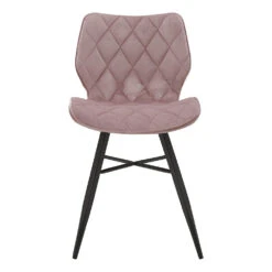 Set Of 2 Ampney Velvet Diamond Stitch Dining Chairs With Metal Legs (Dusty Pink Velvet) -Daals DCH 2097 PINK VEL 2P WB2