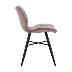 Set Of 2 Ampney Velvet Diamond Stitch Dining Chairs With Metal Legs (Dusty Pink Velvet) -Daals DCH 2097 PINK VEL 2P WB3