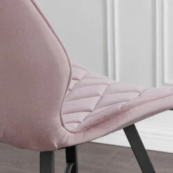 Set Of 2 Ampney Velvet Diamond Stitch Dining Chairs With Metal Legs (Dusty Pink Velvet) -Daals DCH 2097 PINK VEL 2P scene2