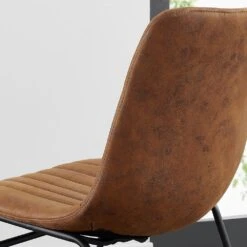 Sutton Set Of 2 Vegan Leather Fluted Dining Chairs With Metal Frame (Cognac Brown) -Daals DCH 2098 COGNAC JKB 2P scene2