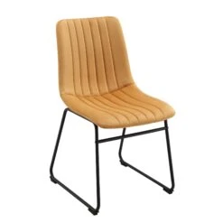 Sutton Set Of 2 Mustard Yellow Velvet Fabric Fluted Dining Chairs With Metal Frame 13 Sutton Set Of 2 Mustard Yellow Velvet Fabric Fluted Dining Chairs With Metal Frame -Daals DCH 2098 MUSTARD VEL 2P WB2