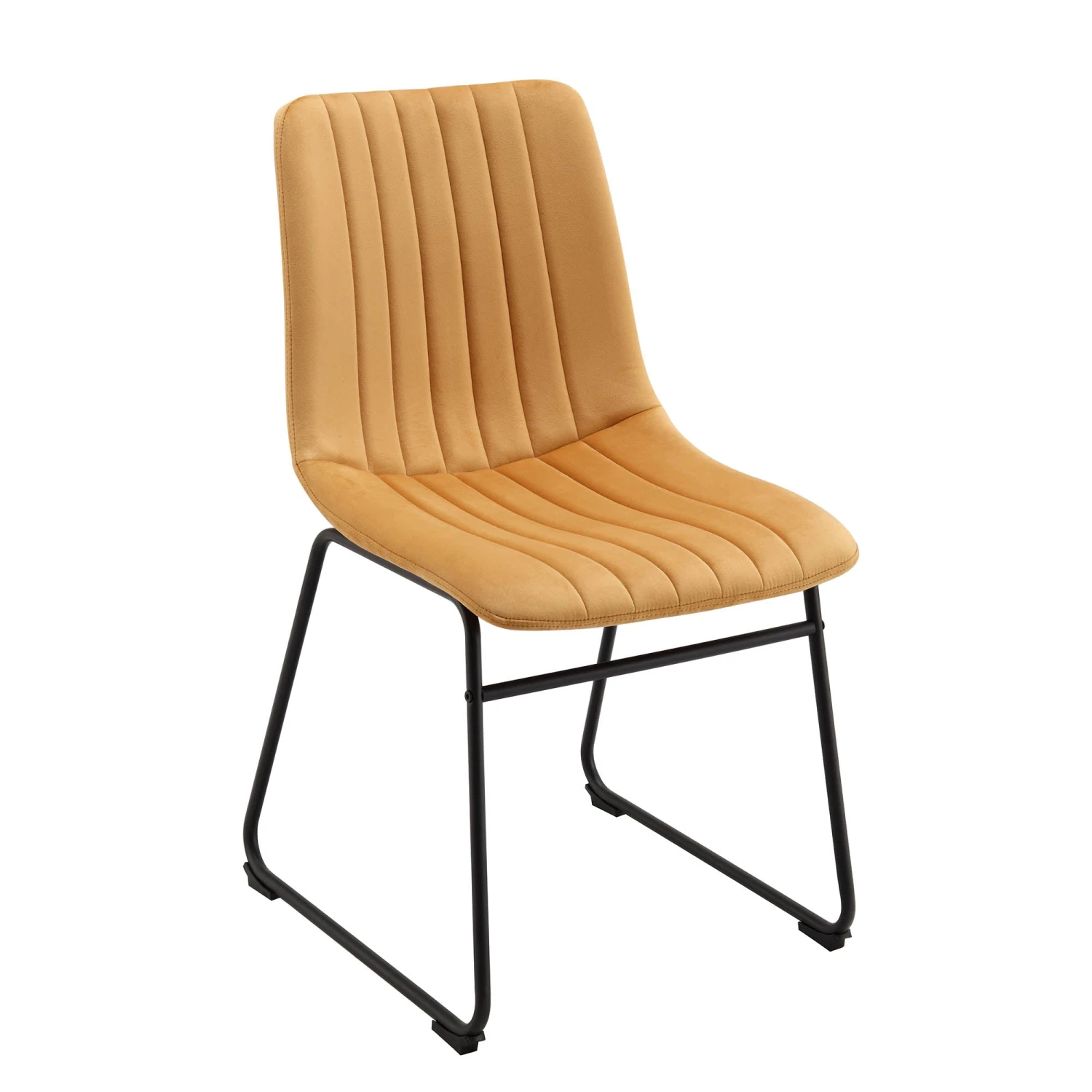 Sutton Set Of 2 Mustard Yellow Velvet Fabric Fluted Dining Chairs With Metal Frame 3 Sutton Set Of 2 Mustard Yellow Velvet Fabric Fluted Dining Chairs With Metal Frame - Image 3