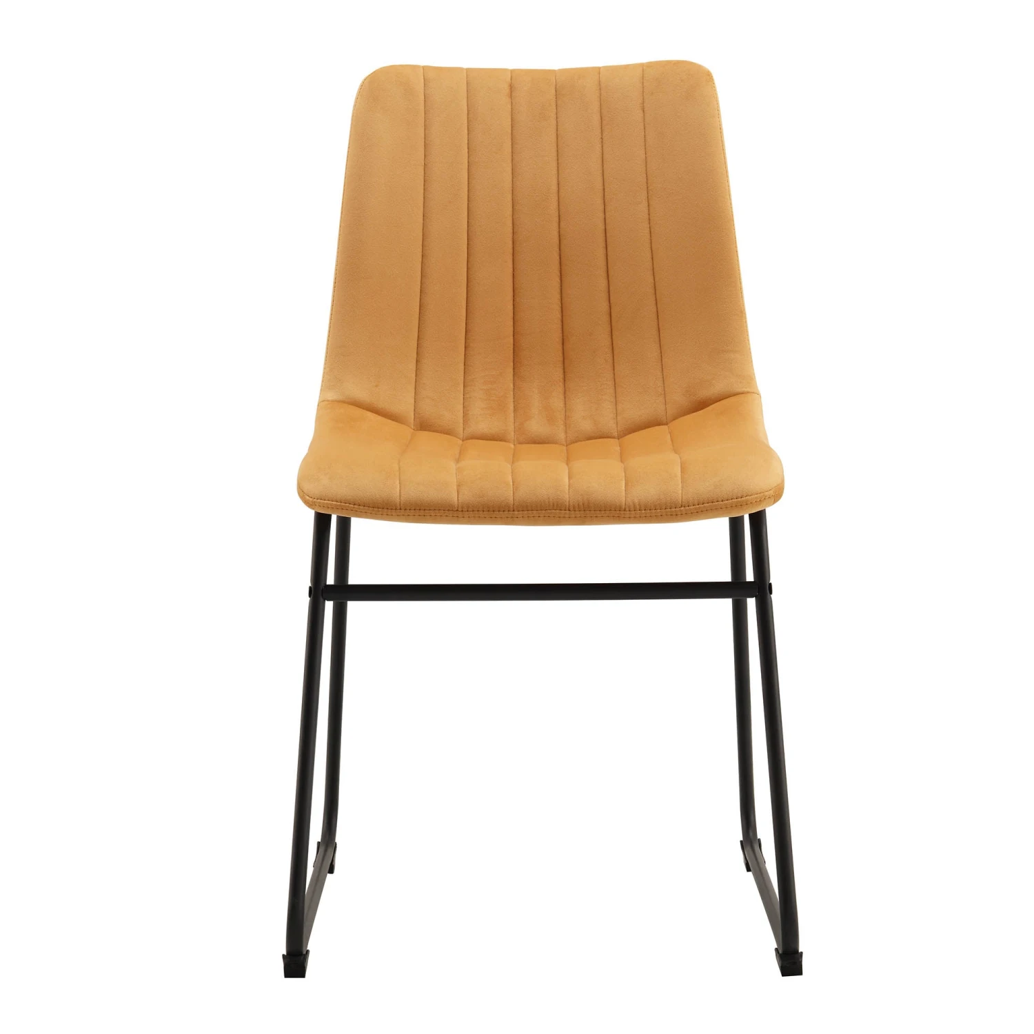 Sutton Set Of 2 Mustard Yellow Velvet Fabric Fluted Dining Chairs With Metal Frame 5 Sutton Set Of 2 Mustard Yellow Velvet Fabric Fluted Dining Chairs With Metal Frame - Image 5