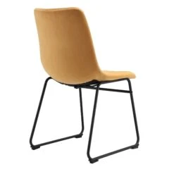 Sutton Set Of 2 Mustard Yellow Velvet Fabric Fluted Dining Chairs With Metal Frame 18 Sutton Set Of 2 Mustard Yellow Velvet Fabric Fluted Dining Chairs With Metal Frame -Daals DCH 2098 MUSTARD VEL 2P WB6