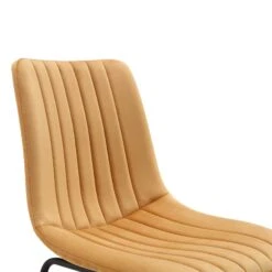 Sutton Set Of 2 Mustard Yellow Velvet Fabric Fluted Dining Chairs With Metal Frame 19 Sutton Set Of 2 Mustard Yellow Velvet Fabric Fluted Dining Chairs With Metal Frame -Daals DCH 2098 MUSTARD VEL 2P detail1