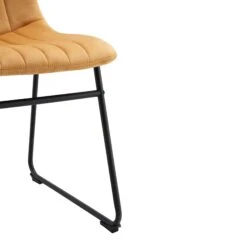 Sutton Set Of 2 Mustard Yellow Velvet Fabric Fluted Dining Chairs With Metal Frame 20 Sutton Set Of 2 Mustard Yellow Velvet Fabric Fluted Dining Chairs With Metal Frame -Daals DCH 2098 MUSTARD VEL 2P detail2