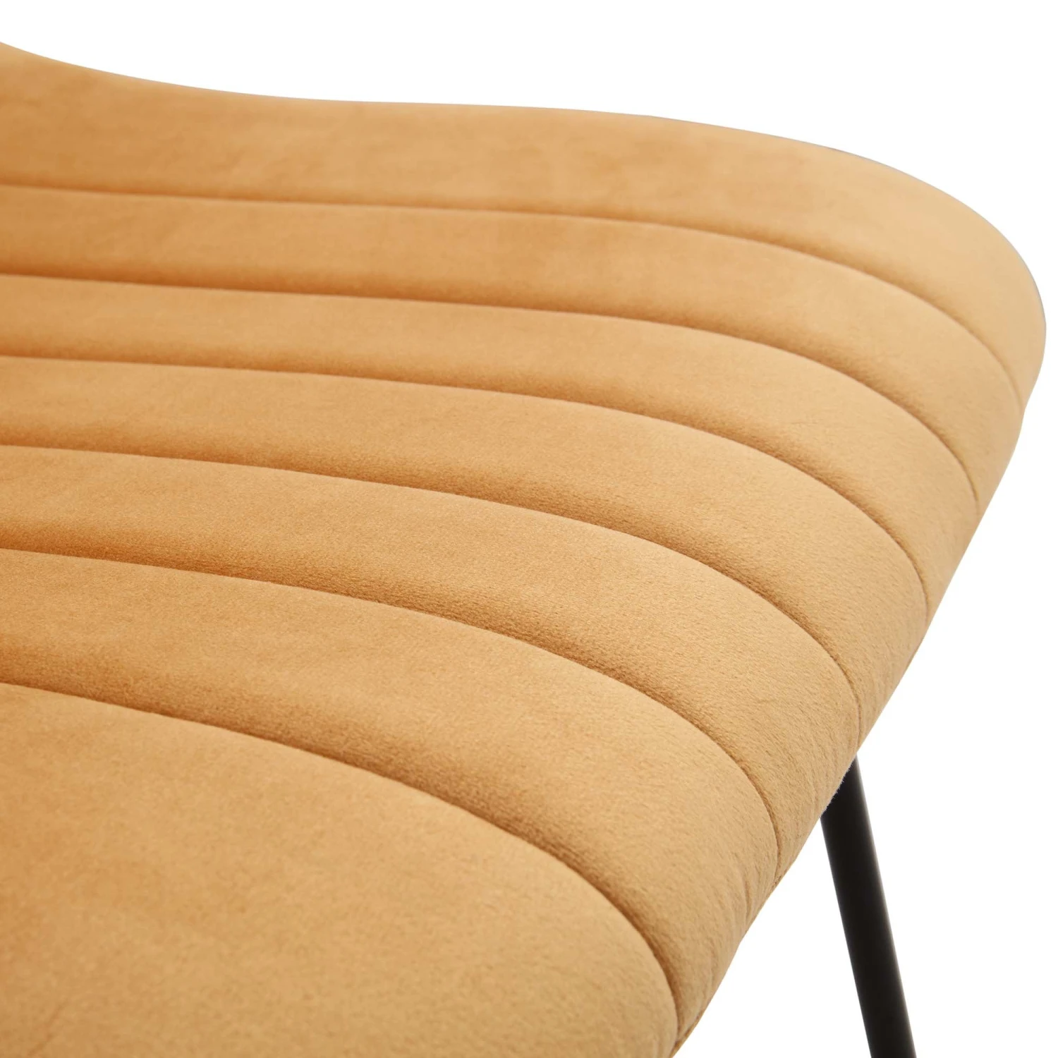 Sutton Set Of 2 Mustard Yellow Velvet Fabric Fluted Dining Chairs With Metal Frame 11 Sutton Set Of 2 Mustard Yellow Velvet Fabric Fluted Dining Chairs With Metal Frame - Image 11