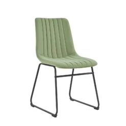 Sutton Set Of 2 Sage Green Velvet Fabric Fluted Dining Chairs With Metal Frame 12 Sutton Set Of 2 Sage Green Velvet Fabric Fluted Dining Chairs With Metal Frame -Daals DCH 2098 SAGE VEL 2P WB2