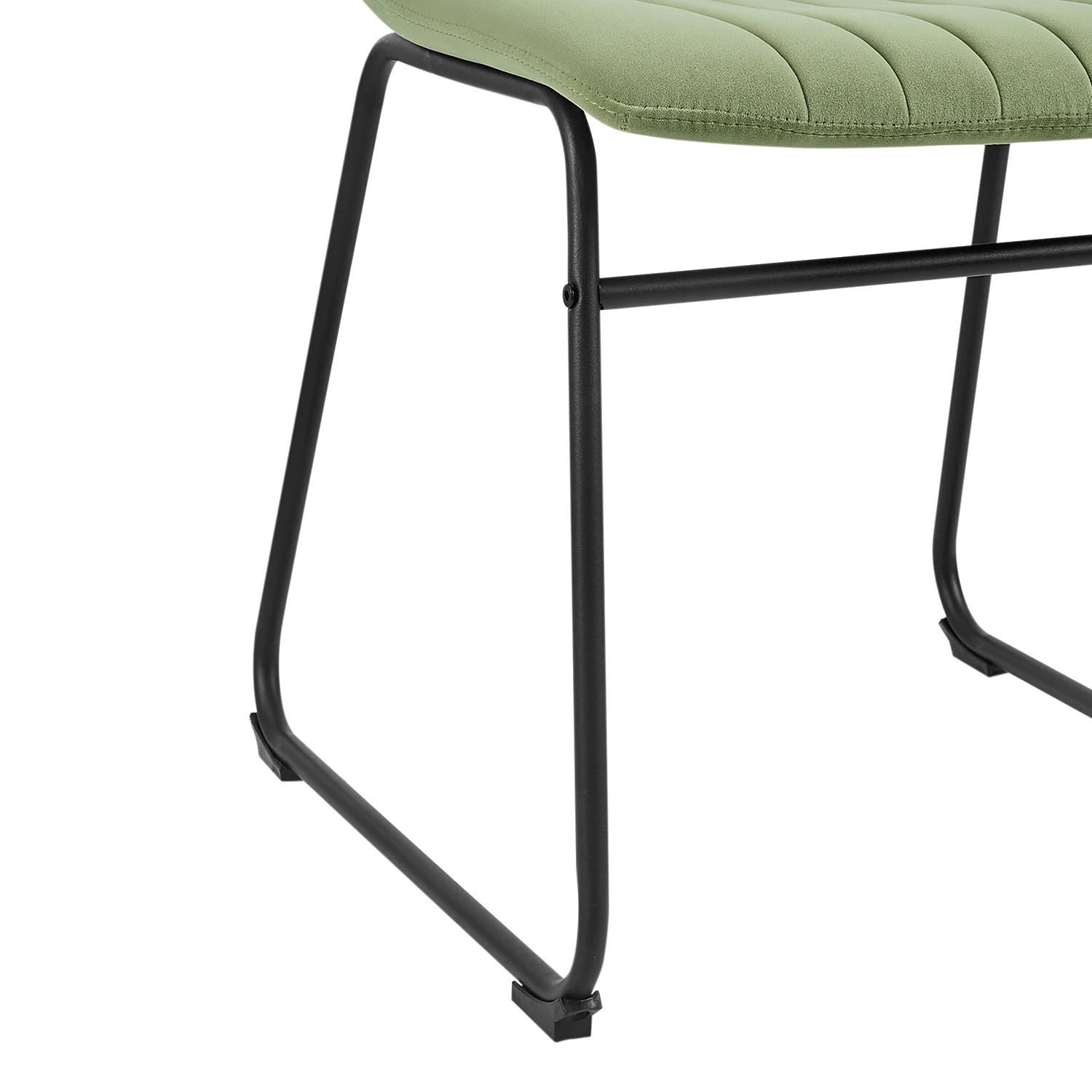 Sutton Set Of 2 Sage Green Velvet Fabric Fluted Dining Chairs With Metal Frame 9 Sutton Set Of 2 Sage Green Velvet Fabric Fluted Dining Chairs With Metal Frame - Image 9