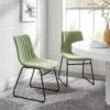 Sutton Set Of 2 Sage Green Velvet Fabric Fluted Dining Chairs With Metal Frame