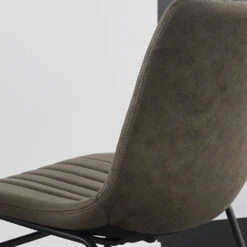 Sutton Set Of 2 Vegan Leather Fluted Dining Chairs With Metal Frame (Steel Grey) -Daals DCH 2098 STEEL JKB 2P scene2