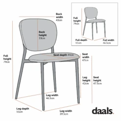 Kelmarsh Set Of 2 Light Grey Fabric Upholstered Dining Chairs -Daals DCH 2128 2P CHART 1