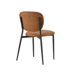 Kelmarsh Set Of 2 Cognac Colour Vegan Leather Upholstered Dining Chairs -Daals DCH 2128 COGNAC KJB 2P WB5