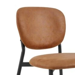 Kelmarsh Set Of 2 Cognac Colour Vegan Leather Upholstered Dining Chairs -Daals DCH 2128 COGNAC KJB 2P detail1