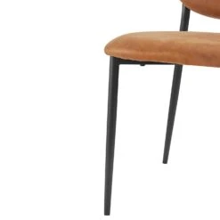 Kelmarsh Set Of 2 Cognac Colour Vegan Leather Upholstered Dining Chairs -Daals DCH 2128 COGNAC KJB 2P detail2